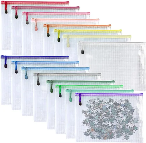 Vista 9 de 16 unidades de 3 x 5 pulgadas, bolsa de malla de plástico con cremallera para documentos, carpetas de archivos con cremallera, bolsas