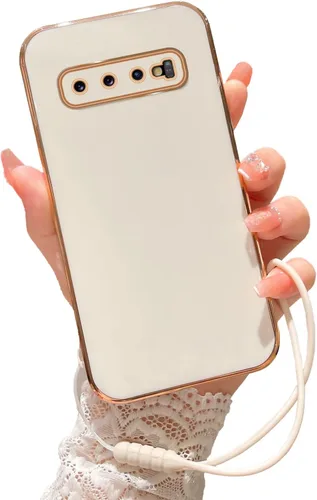 Vista 12 de Funda para Samsung Galaxy S10, Galaxy S10 2019 para mujer con purpurina de cristal suave TPU transparente con correa de pie de apoyo