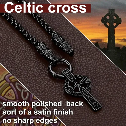 Vista 4 de ChainsProMax Collar grueso vikingo MjolnirFenrir loboceltaruna, con cadena de 28 pulgadas, puede personalizar, joyería vikingo nórdico de acero