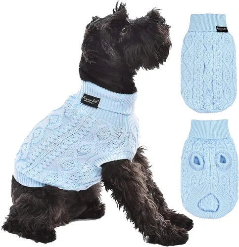 Vista 19 de Parisian Pet Suéteres de Navidad para Perros - Tipo Pullover, Suéter Azul para Perro con Cuello de Tortuga - Suéter Grueso de Punto Trenzado