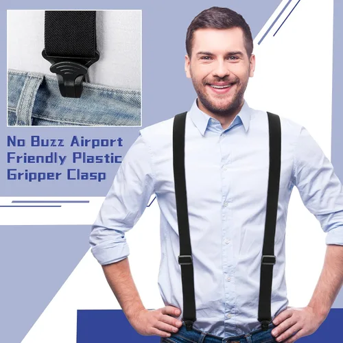 Vista 4 de Janmercy 2 piezas de tirantes para debajo de la ropa para hombres, tirantes de aeropuerto, clips de plástico, para senderismo, tirantes ocultos