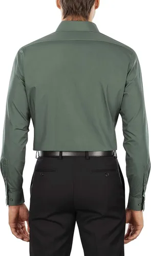 Vista 2 de Van Heusen - Camisa de vestir de tela de popelina para hombre, unicolor, corte ajustado