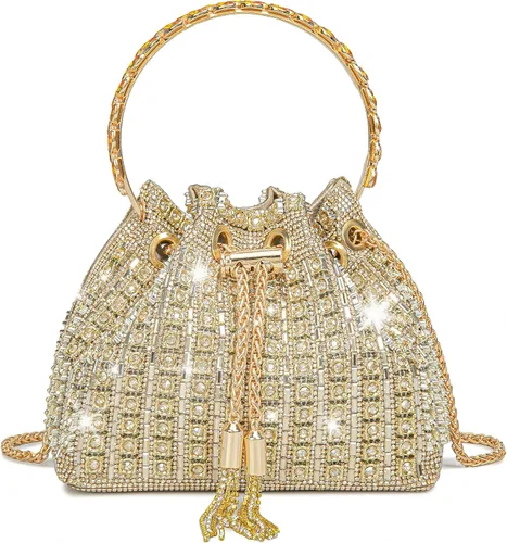 Vista 9 de Bolso de noche con diamantes brillantes para mujer, bolso de mano con diamantes de imitación para fiesta, baile de graduación, cóctel