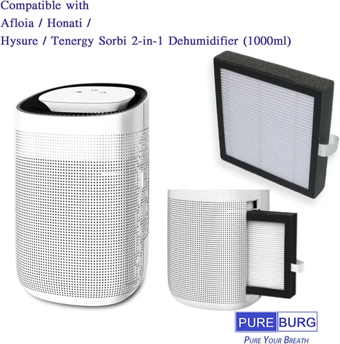 Vista 2 de PUREBURG Filtro de repuesto compatible con Afloia AQ8 Q8 y Honati Hysure Q7, Tenergy Sorbi deshumidificador 2 en 1 (33.8 fl oz), paquete de 3 HEPA
