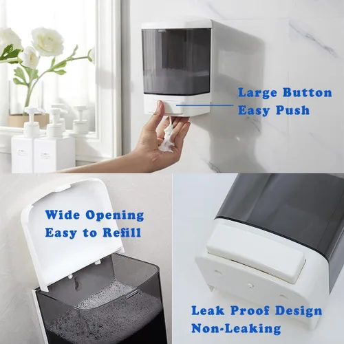 Vista 4 de Dispensador manual de jabón 33.8oz / 1000ml para cocina, baño, montado en pared, dispensador de jabón comercial para contenedores líquidos, champú