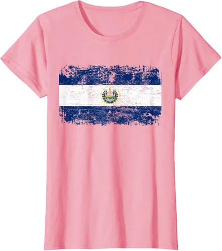 Vista 12 de EL SALVADOR Bandera Vintage Hombres Mujeres Niños Camiseta EL SALVADOR