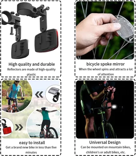Vista 5 de VICDUEKG Kit de reflectores delanteros y traseros de bicicleta, 12 piezas de reflectores de radios de rueda de luz de bicicleta, accesorios