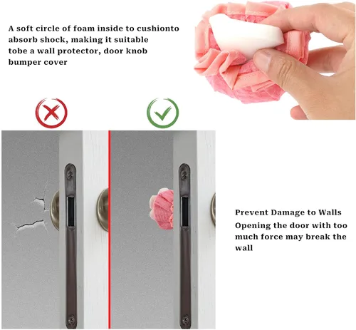 Vista 3 de Sliverdew 2 piezas de protectores de perilla de puerta reutilizables, fundas suaves para pomos de puerta, fundas de pomo de puerta rosas florales
