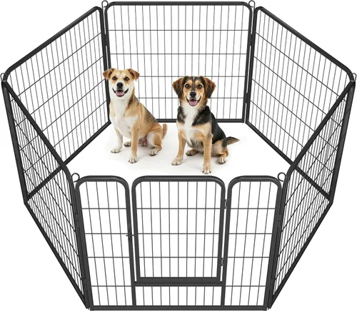 Vista 20 de Yaheetech - Corralito para perros con paneles anchos, 6 paneles de 24 pulgadas de alto con puerta, cerca portátil para interiores y exteriores