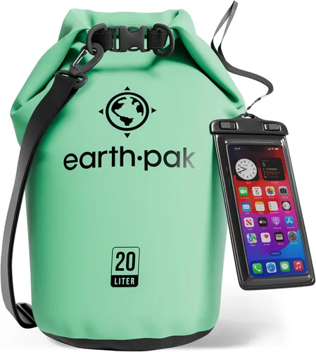 Vista 58 de Earth Pak Bolsa Seca Impermeable - Mochila Impermeable de Cierre Enrollable Superior Mantiene el Equipo Seco para Kayak con Funda Impermeable