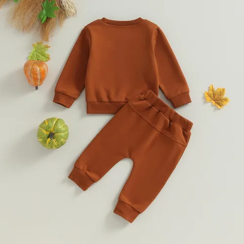 Vista 6 de Hoanselay Conjunto de sudadera de manga larga con capucha y pantalones de otoño e invierno para bebé niño