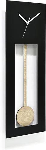 Vista 3 de Diseño moderno sin rodeos - Péndulo moderno del abuelo - Reloj de pared/reloj de mesa - Personalizar cara negra/péndulo de madera natural