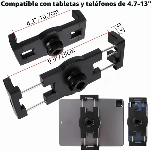 Vista 6 de Soporte de tablet para camión, base de taladro resistente con brazo de aluminio para tableta, automóvil, pared, barco, escritorio, compatible