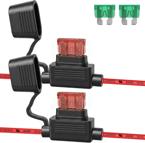 Vista 16 de 2 Pack 8 AWG 12V Maxi Fuse Holder UL Recognized Wire with 80A Fuses IP67 8 Gauge Heavy-duty Fuse Holder for High-Current 12V Systems, Including