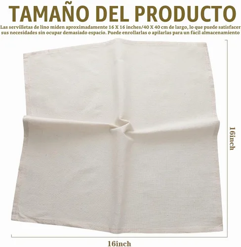 Vista 2 de Mixweer Juego de 40 servilletas de tela de lino a granel reutilizables Beige