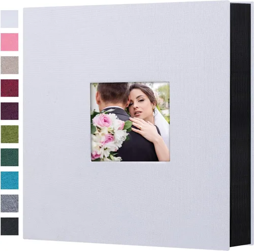 Vista 15 de Mublalbum Álbum de fotos pequeño de 4 x 6 pulgadas, 100 fotos, cubierta de lino, libro de fotos con bolsillos horizontales para boda, aniversario