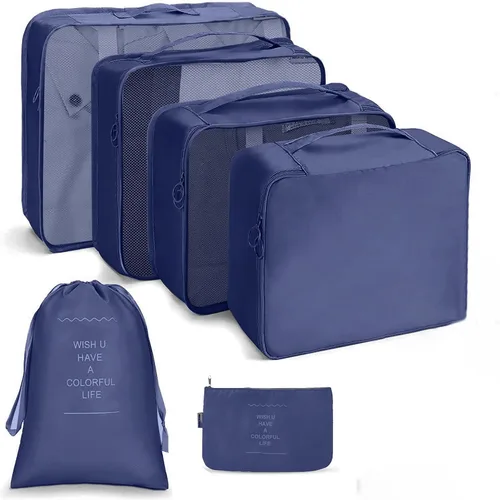 Vista 8 de Juego de 8 cubos de embalaje para maletas, organizadores de equipaje de viaje, accesorios de viaje, organizador de equipaje esencial