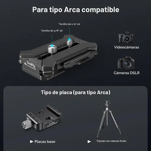 Vista 2 de Placa de liberación rápida SMALLRIG para tipo Arca con soporte cuadrúpedo plegable