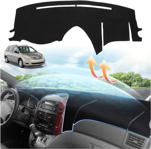Vista 61 de CARTIST Cubierta negra para salpicadero para Toyota Solara 2004-2008, antideslizante, antirreflejo, protección UV, tapete interior de primera calidad