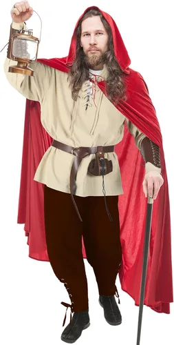Vista 6 de Jeyiour Camisa medieval para hombre, banda al tobillo, pantalones, bolsa de cuero, brazalete vikingo, retro, renacentista, disfraz de Halloween