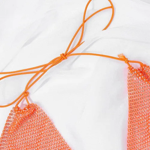 Vista 4 de Gemily Conjunto de bikini de malla con diamantes de imitación para el vientre, cadenas de playa, accesorios de joyería para mujeres y niñas