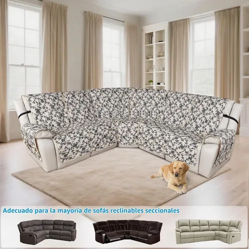 Vista 5 de ALIECOM Fundas de sofá modular reclinable en forma de L, 100% impermeables, fundas para sofá seccional, fundas lavables con estampado, protector