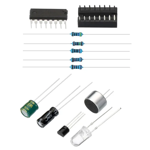 Vista 5 de PATIKIL Tabla de práctica de soldadura, 2 juegos de electrónica prototipo placa PCB circuito de soldadura DIY control de voz LED luz