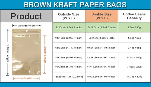 Vista 2 de FERENLI 100 bolsas pequeñas con cremallera de papel kraft marrón