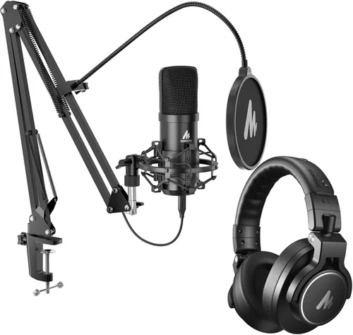 Vista 9 de MAONO A04 Gen2 & MH601 Podcast Microphone with Studio Headphone Bundle USB/XLR Condenser 192kHz/24Bit Cardioid Metal Mic with Software Pro Sound