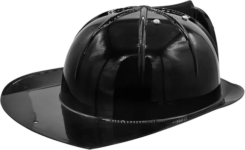 Vista 3 de Nicky Bigs Novelties Casco de bombero de plástico para niños, accesorio para disfraz de bombero de Halloween, casco de bombero para cosplay, negro