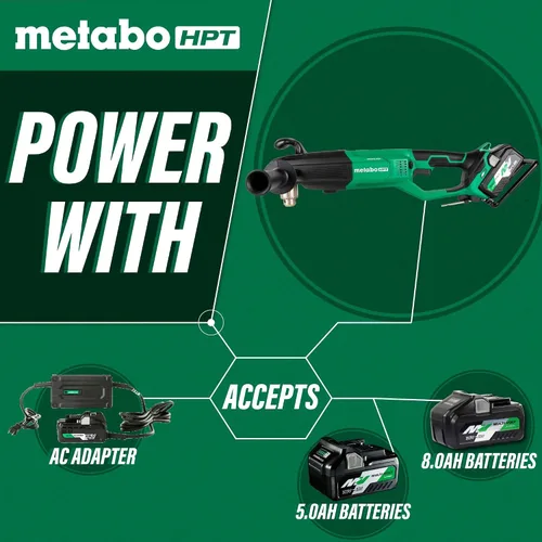 Vista 4 de Metabo HPT - Kit de taladro inalámbrico de ángulo recto de 36 V, portabrocas de 1/2 pulgada, D36DYA
