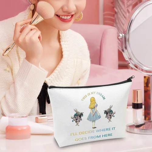 Vista 6 de CMNIM Bolsa de maquillaje con diseño de cuentos de hadas, con texto en inglés "This Is My Dream" (This Is My Dream), inspiradora, Bolsa