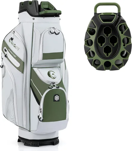 Vista 8 de Tangkula Bolsa de carrito de golf con divisores de longitud completa de 14 Verde y Blanco