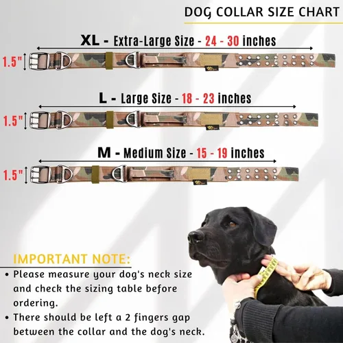 Vista 5 de ADITYNA Collar de perro resistente para perros extra grandes con mango de Collar táctico de camuflaje para caminar, entrenar, uso diario