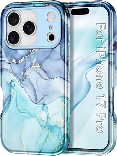 Vista 29 de Btscase Funda compatible con iPhone 17 de 6.3 pulgadas 2025, patrón de mármol 3 en 1, resistente a prueba de golpes, cuerpo completo, policarbonato