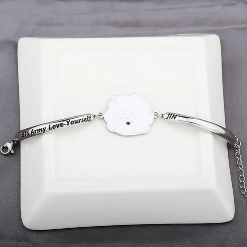 Vista 3 de MTYCTWED Love Yourself Pulsera Kpop Star Charm Pulsera de doble bucle regalo inspirador para amantes de la música, regalo de joyería para niñas