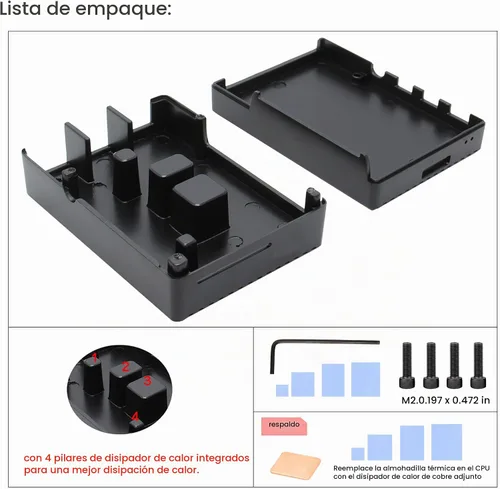 Vista 5 de Geekworm P173 Caja de aluminio de refrigeración pasiva resistente
