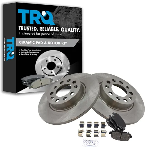 Vista 150 de TRQ Juego de pastillas de freno y rotor de cerámica trasera compatible con Honda Accord V6 1998-02 3.0L con frenos de disco traseros 02-06 Acura RSX