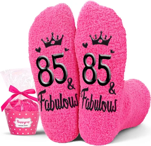 Vista 10 de HAPPYPOP Ideas de calcetines de cumpleaños, regalo de cumpleaños para mujeres de 75, 80, 85, 90, 95, 100 años Fabulous 100 Rosa