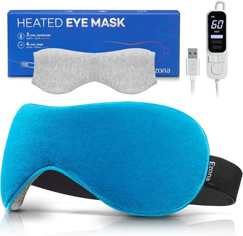 Vista 11 de Ezona Máscara térmica para ojos secos, compresa ocular cálida para tratamiento de ojos de orzuelo, MGD y blefaritis, almohadilla térmica lavable