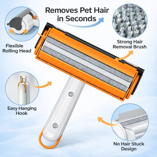 Vista 2 de Removedor de pelo de mascotas para muebles, herramienta reutilizable de eliminación de pelo de mascotas, removedor de pelo autolimpiante para sofá