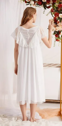 Vista 4 de Sharebeauty Camisón estilo palacio victoriano vintage súper suave modal viscosa rayón