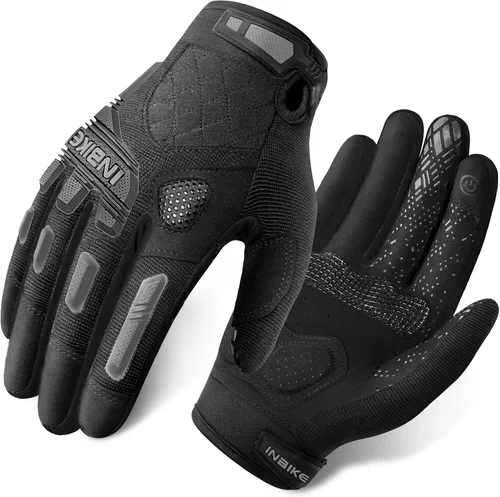 Vista 10 de INBIKE Guantes MTB para ciclismo de montaña Sirven para pantalla táctil con acolchado de etilvinilacetato grueso y protección de nudillos de caucho
