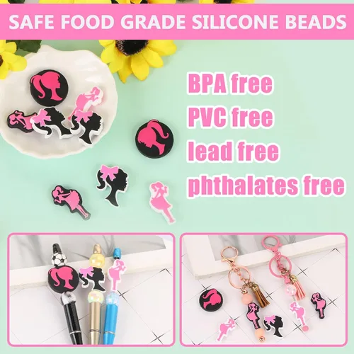 Vista 3 de 12 cuentas focales de silicona para bolígrafos, con forma de personajes, cuentas de silicona para hacer llaveros, cuentas a granel para hacer joyas