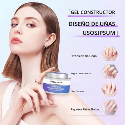 Vista 2 de Gel constructor de gel duro para uñas de larga duración fuerte mano desnuda 3D escultura para extensión de uñas 4oz Juego de 4