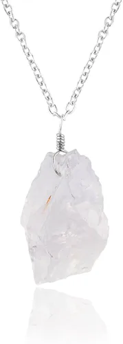 Vista 17 de Colgante delicado de piedras preciosas naturales crudas, collar de piedras ásperas surtidas, hecho a mano, joyería hipoalergénica bohemia