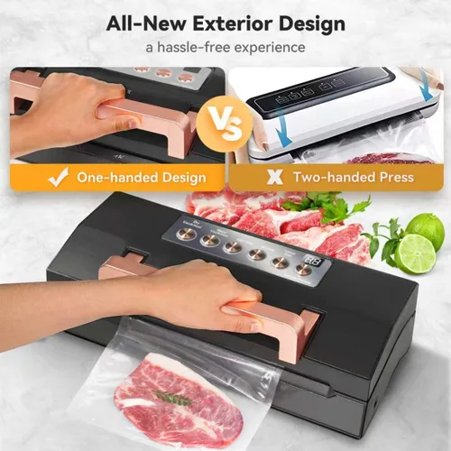 Vista 6 de Sellador al vacío prémium para alimentos, kit de lujo VACAPEX Precision Vacuum Sealer Machine Pro, doble sellado térmico, modos automáticos secos