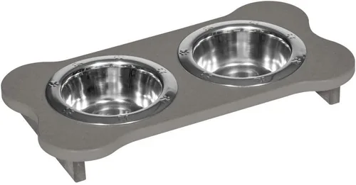 Vista 130 de Poly Lumber - Comedero doble de hueso mediano de 2 cuartos de galón, color negro