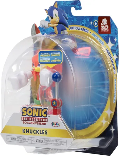 Vista 4 de Sonic The Hedgehog Figura de acción de 4 pulgadas con nudillos modernos con punto de control azul juguete coleccionable