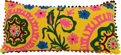 Vista 7 de Trade Star - Funda de almohada bordada de 100 % algodón, larga, de diseño, hermosa decoración de sofá, 12 x 24 pulgadas, funda de cojín decorativa